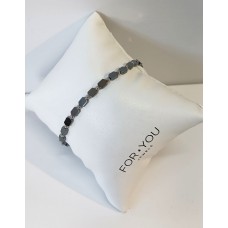 Ατσάλινο βραχιόλι ανδρικό με χάντρες αιματίτη (STB24)